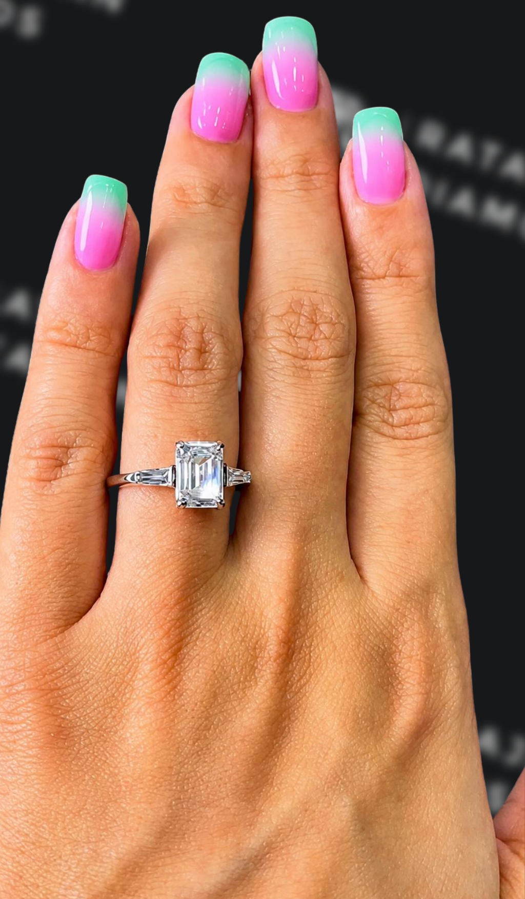 2 carat emerald cut natural diamond engagement ring by Ratan Sajan Diamonds Dubai