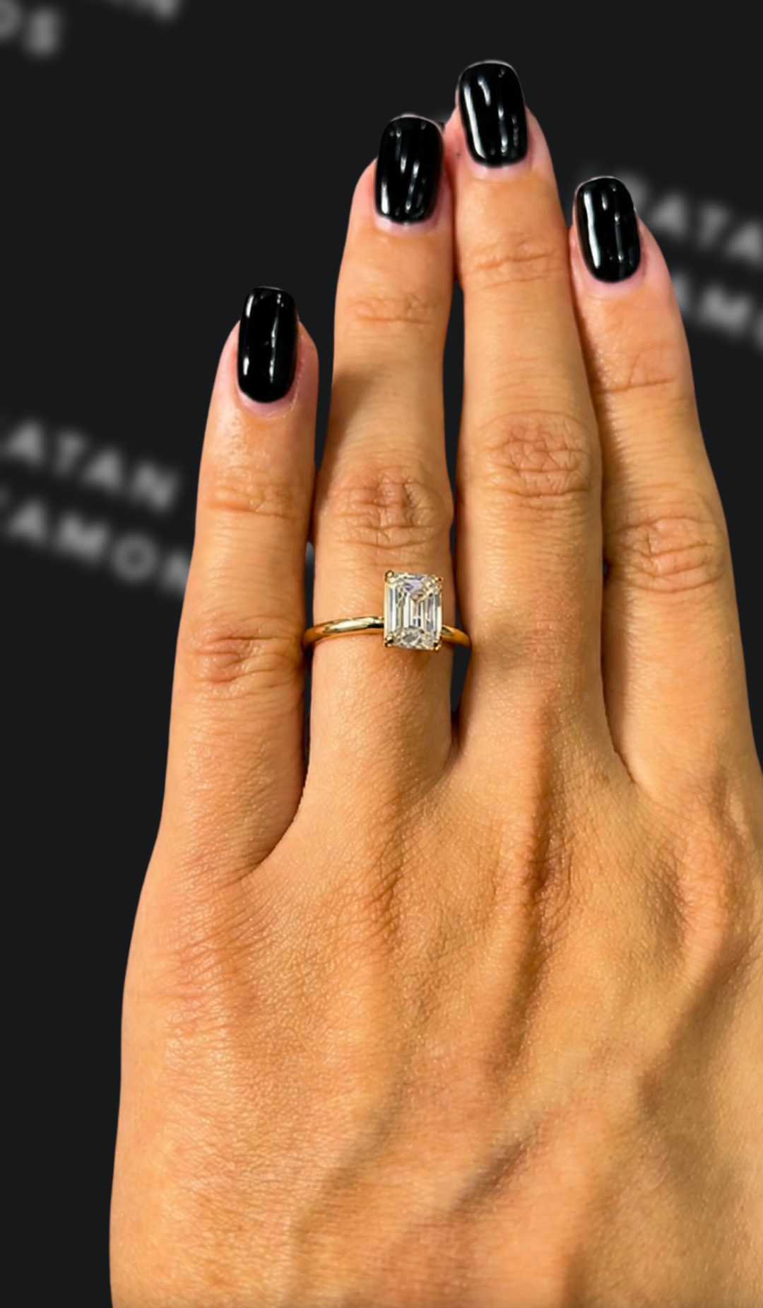 1.5 carat emerald cut natural diamond engagement ring by Ratan Sajan Diamonds Dubai