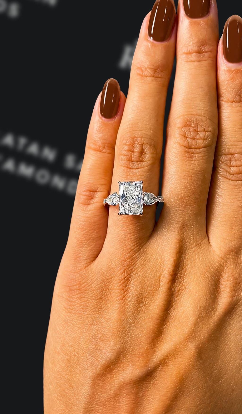 3 carat radiant cut natural diamond engagement ring by Ratan Sajan Diamonds Dubai