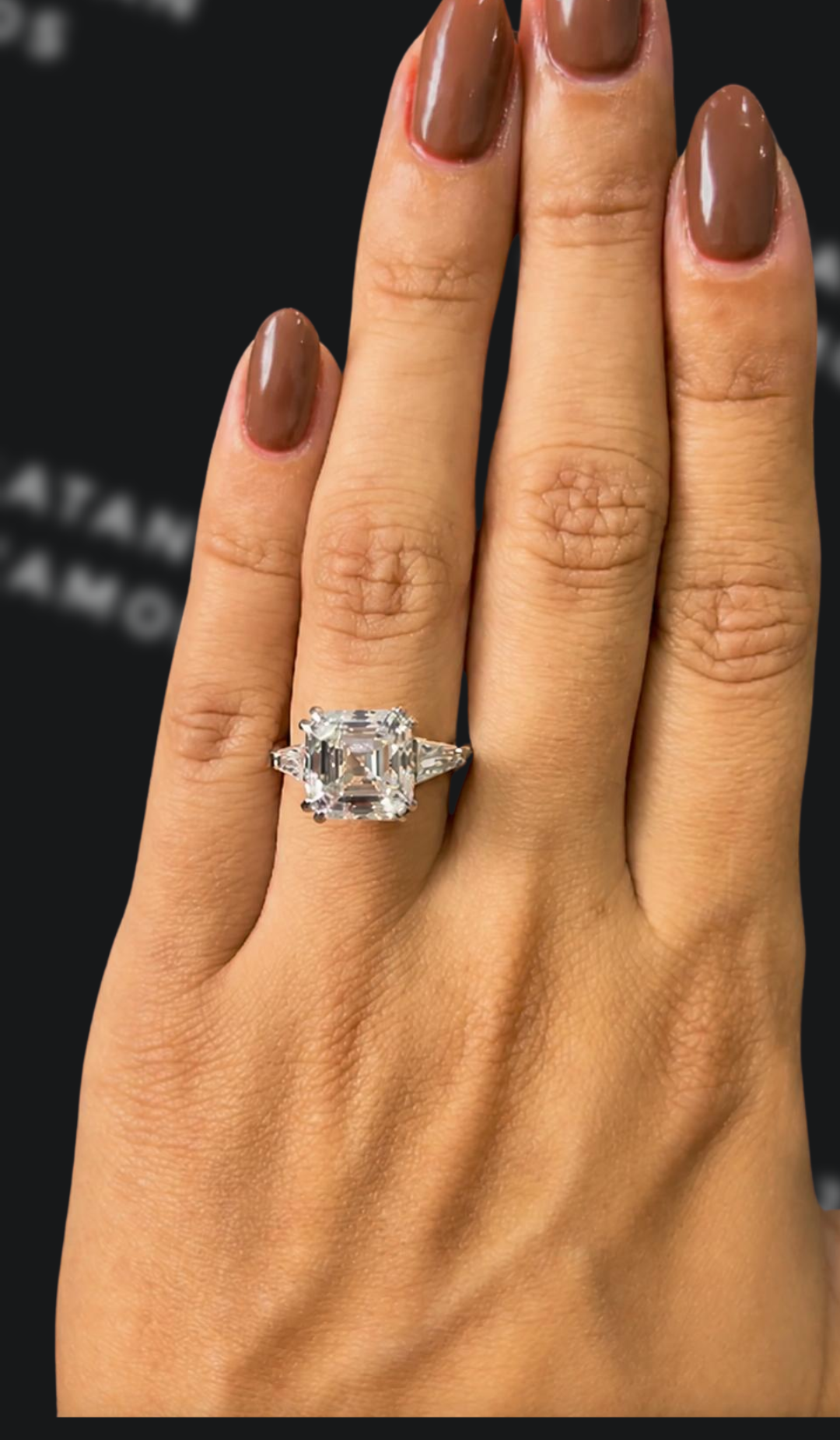 5 carat Asscher cut natural diamond engagement ring by Ratan Sajan Diamonds Dubai