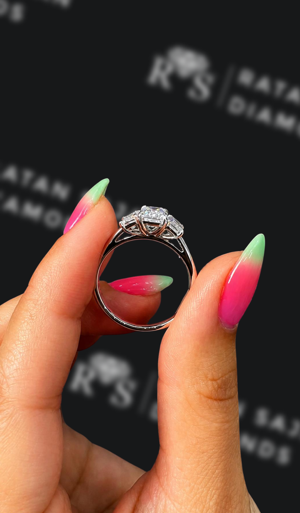 1 carat emerald cut natural diamond engagement ring by Ratan Sajan Diamonds Dubai