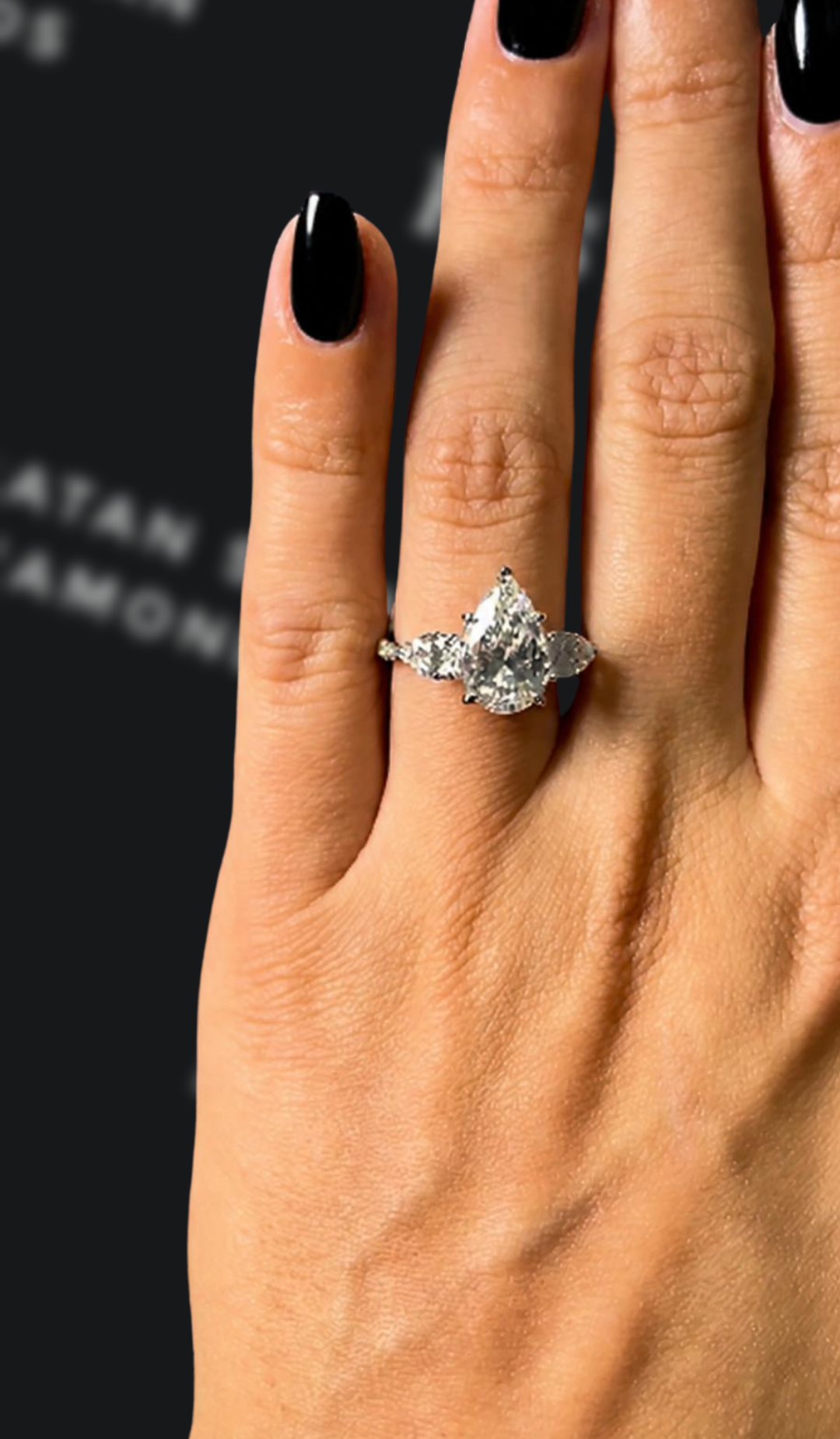 2.5 carat pear shaped natural diamond engagement ring by Ratan Sajan Diamonds Dubai