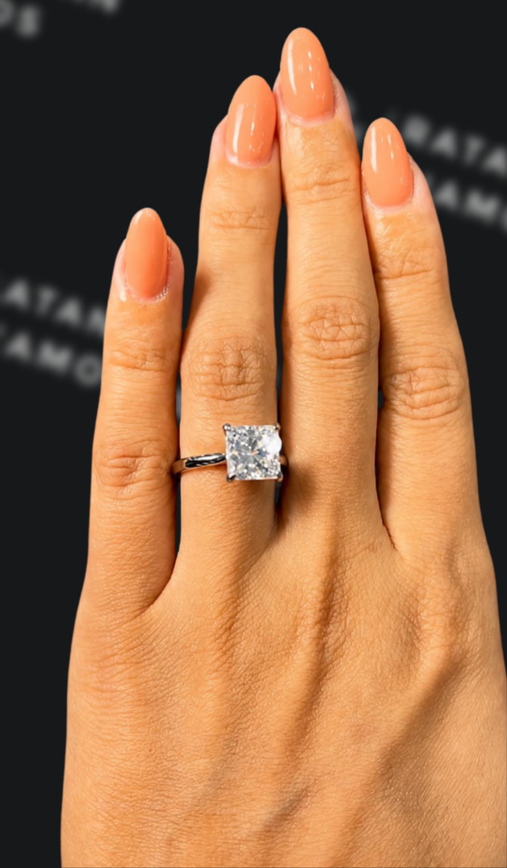 3 carat princess cut natural diamond engagement ring by Ratan Sajan Diamonds Dubai