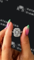 3 carat emerald cut natural diamond engagement ring by Ratan Sajan Diamonds Dubai