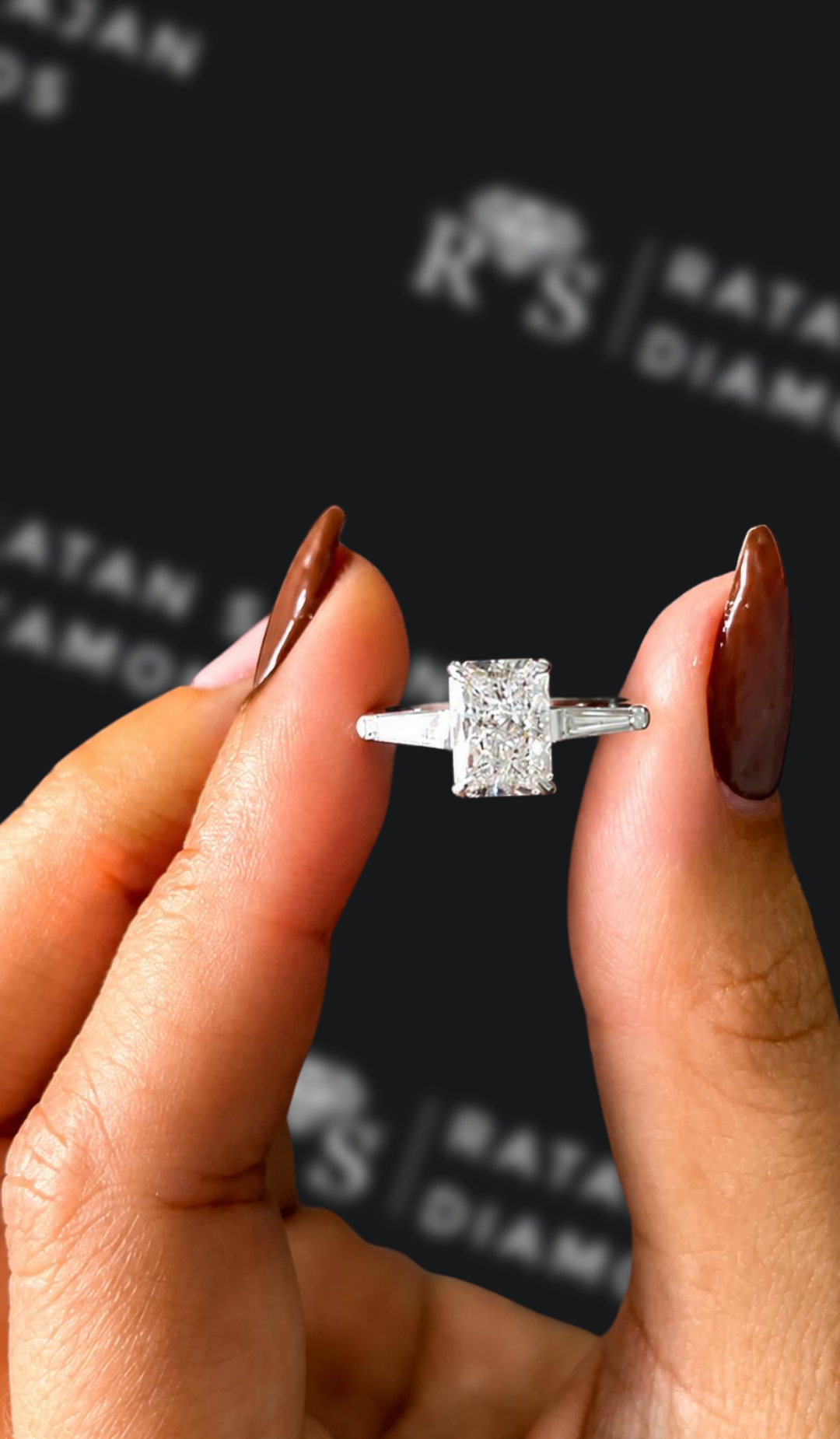 1 carat radiant cut natural diamond engagement ring by Ratan Sajan Diamonds Dubai
