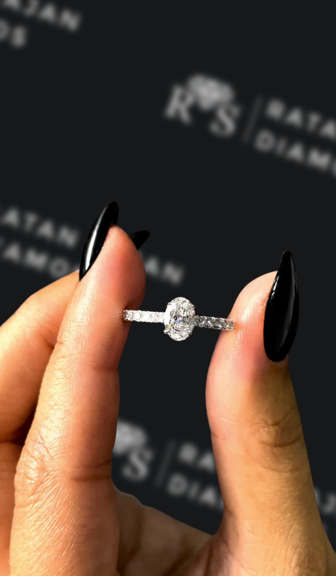 0.5 carat oval natural diamond engagement ring by Ratan Sajan Diamonds Dubai