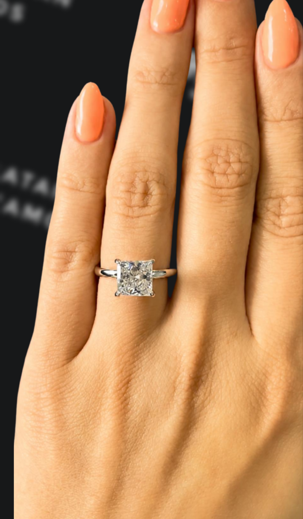 2.5 carat princess cut natural diamond engagement ring by Ratan Sajan Diamonds Dubai