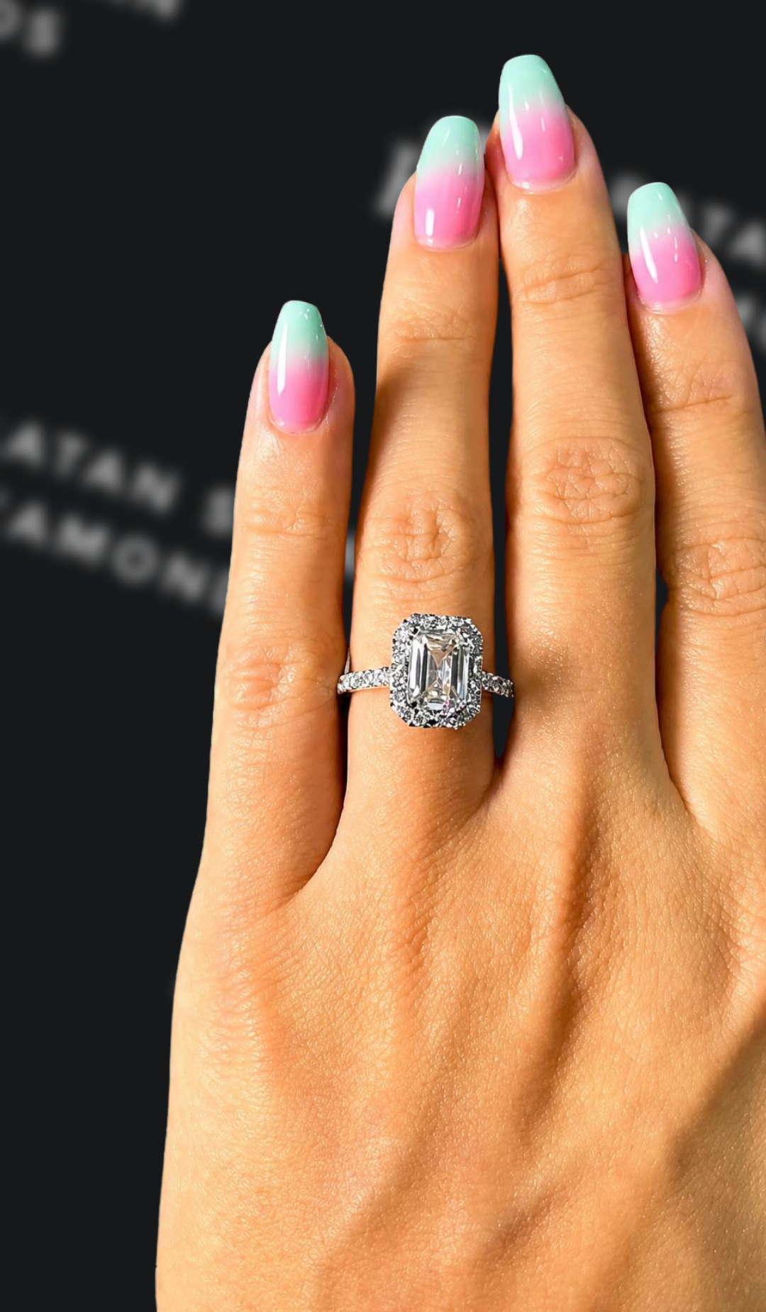 2 carat emerald cut natural diamond engagement ring by Ratan Sajan Diamonds Dubai