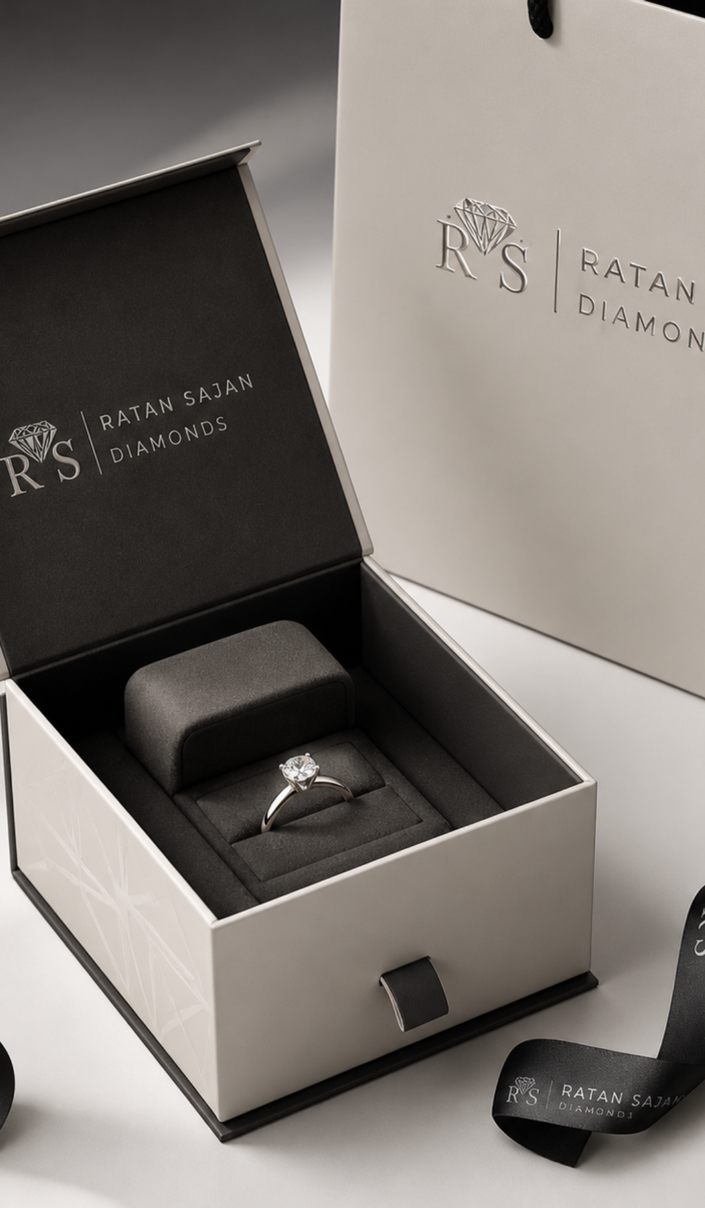 1.5 carat princess cut natural diamond engagement ring by Ratan Sajan Diamonds Dubai