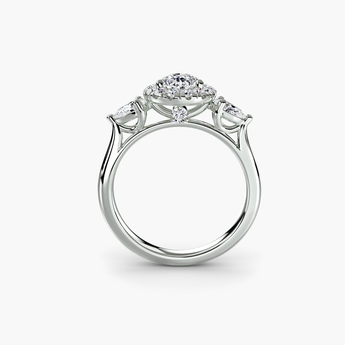 Three-Stone Ring with Halo