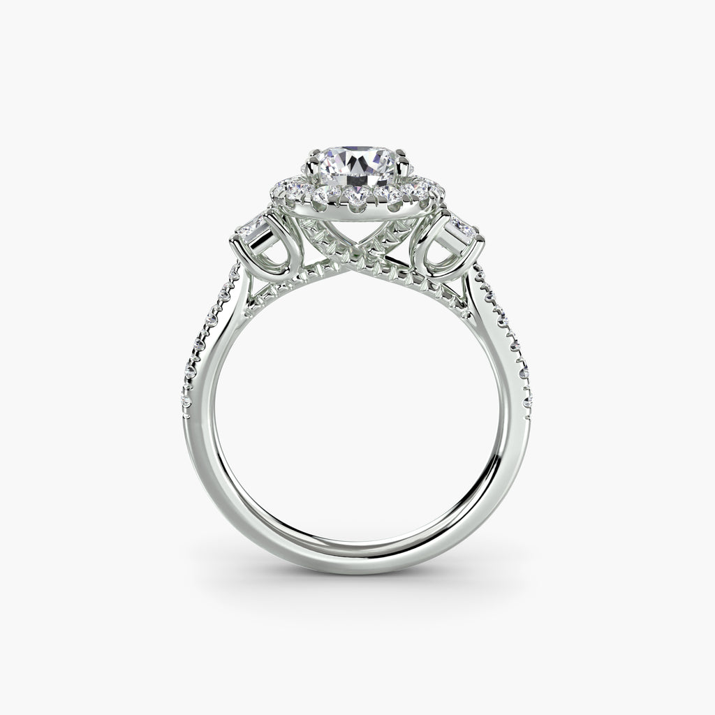 Three-Stone Ring with Halo 2