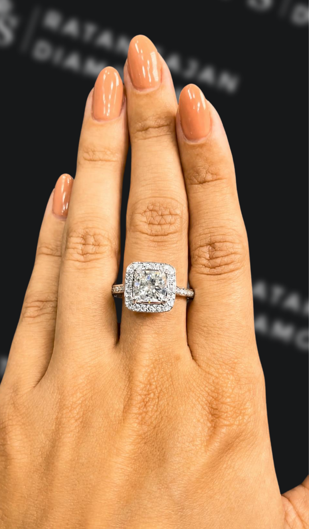 2.5 carat princess cut natural diamond engagement ring by Ratan Sajan Diamonds Dubai