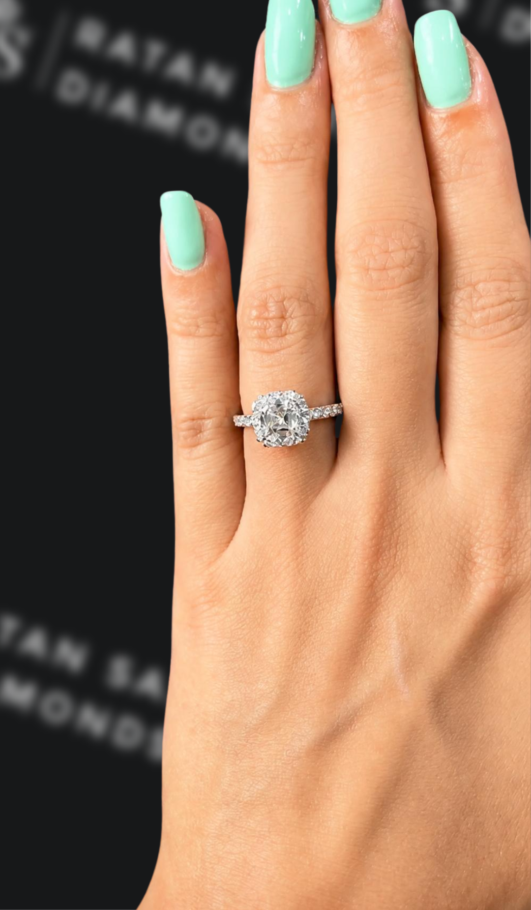 1.5 carat Asscher cut natural diamond engagement ring by Ratan Sajan Diamonds Dubai