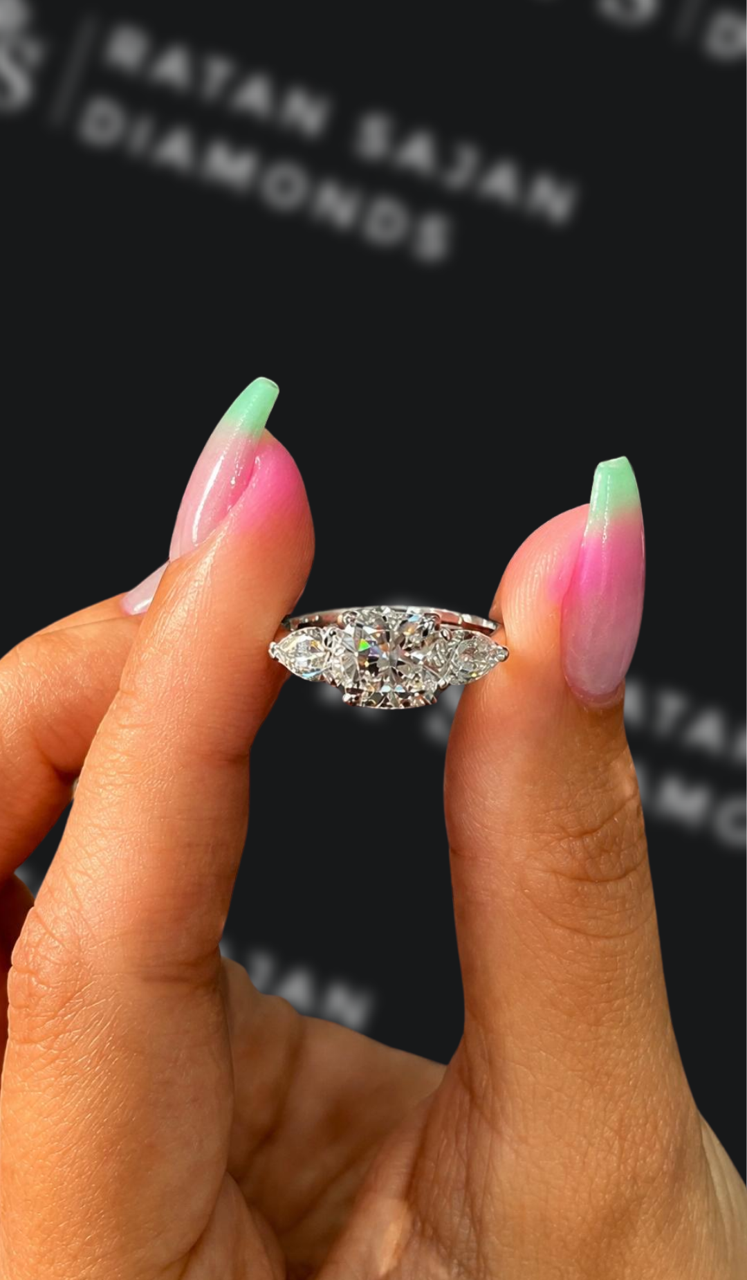 1 carat cushion cut natural diamond engagement ring by Ratan Sajan Diamonds Dubai