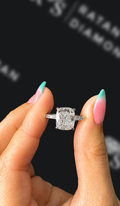 3 carat cushion cut natural diamond engagement ring by Ratan Sajan Diamonds Dubai