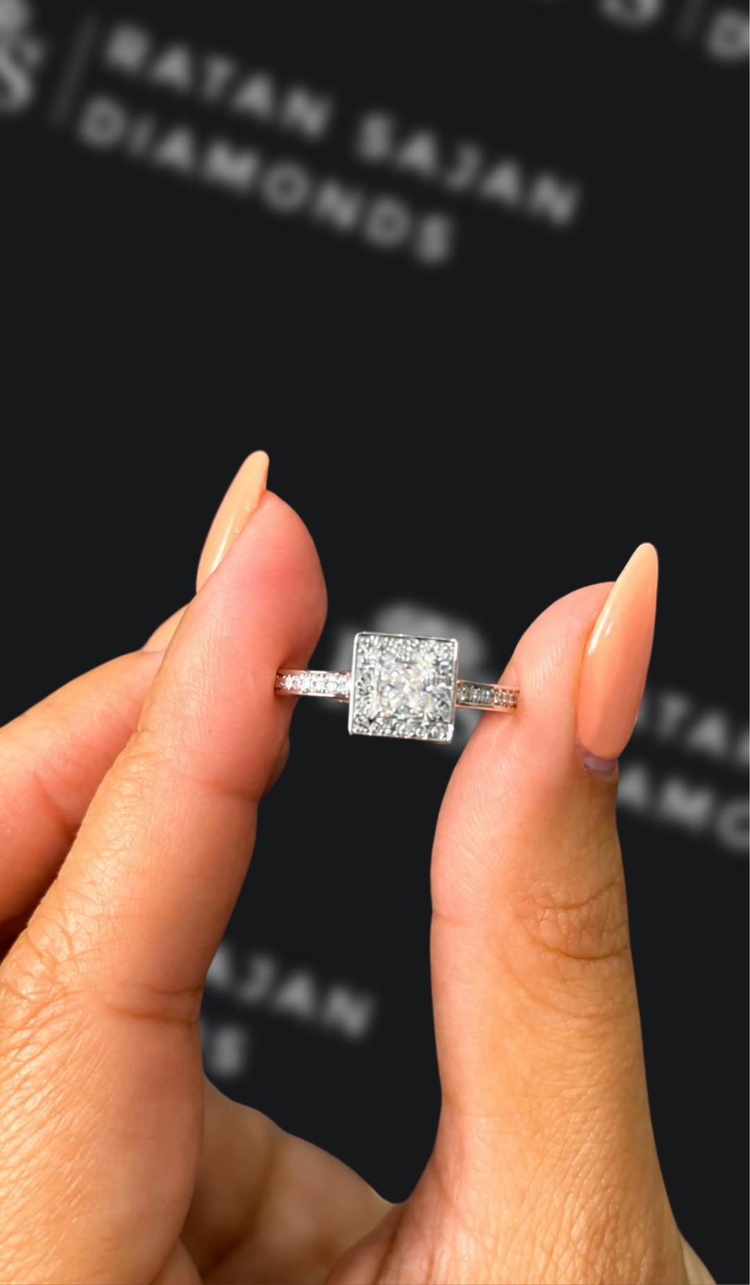 0.5 carat princess cut natural diamond engagement ring by Ratan Sajan Diamonds Dubai