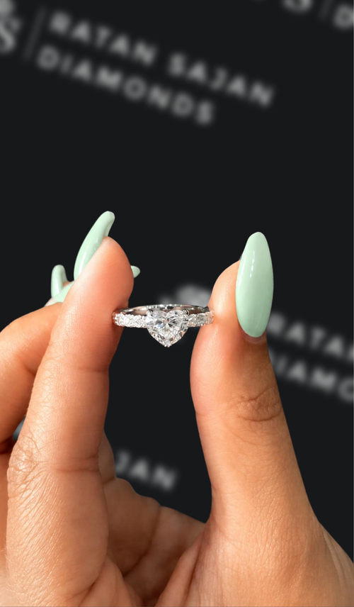0.5 carat heart shaped natural diamond engagement ring by Ratan Sajan Diamonds Dubai
