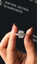 3 carat emerald cut natural diamond engagement ring by Ratan Sajan Diamonds Dubai