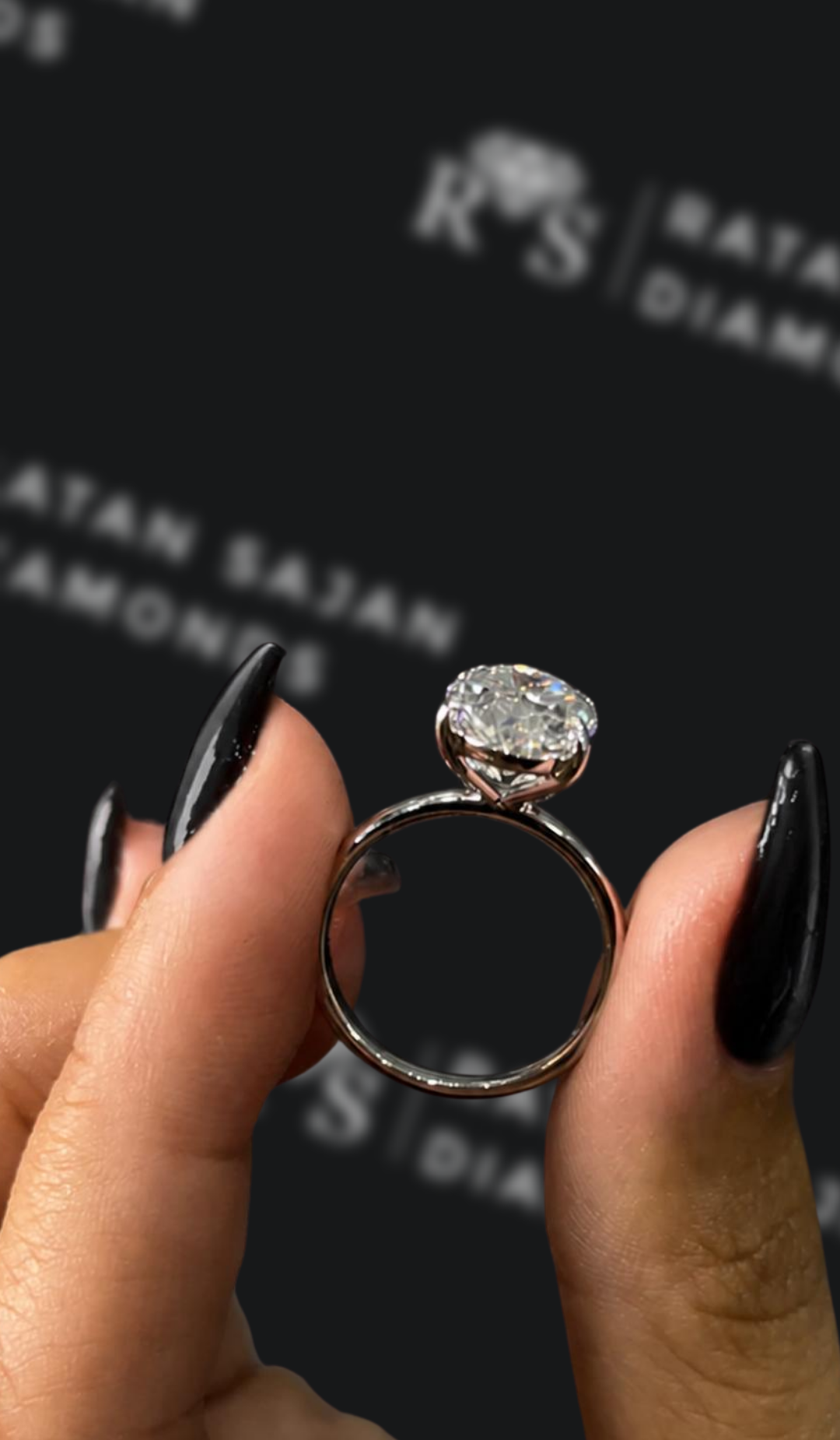 3 carat oval natural diamond engagement ring by Ratan Sajan Diamonds Dubai