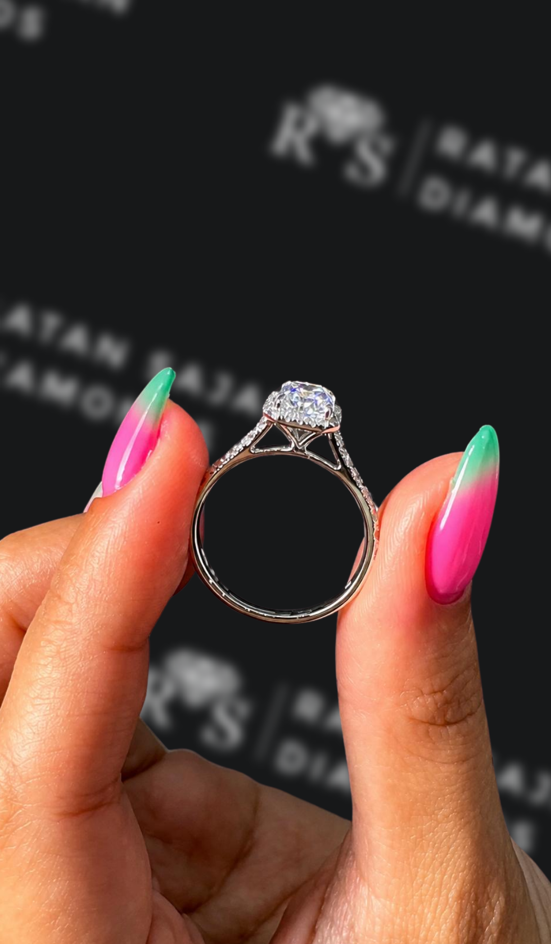 1.5 carat emerald cut natural diamond engagement ring by Ratan Sajan Diamonds Dubai