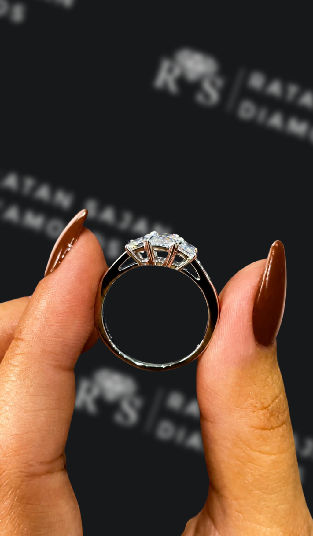 0.5 carat radiant cut natural diamond engagement ring by Ratan Sajan Diamonds Dubai