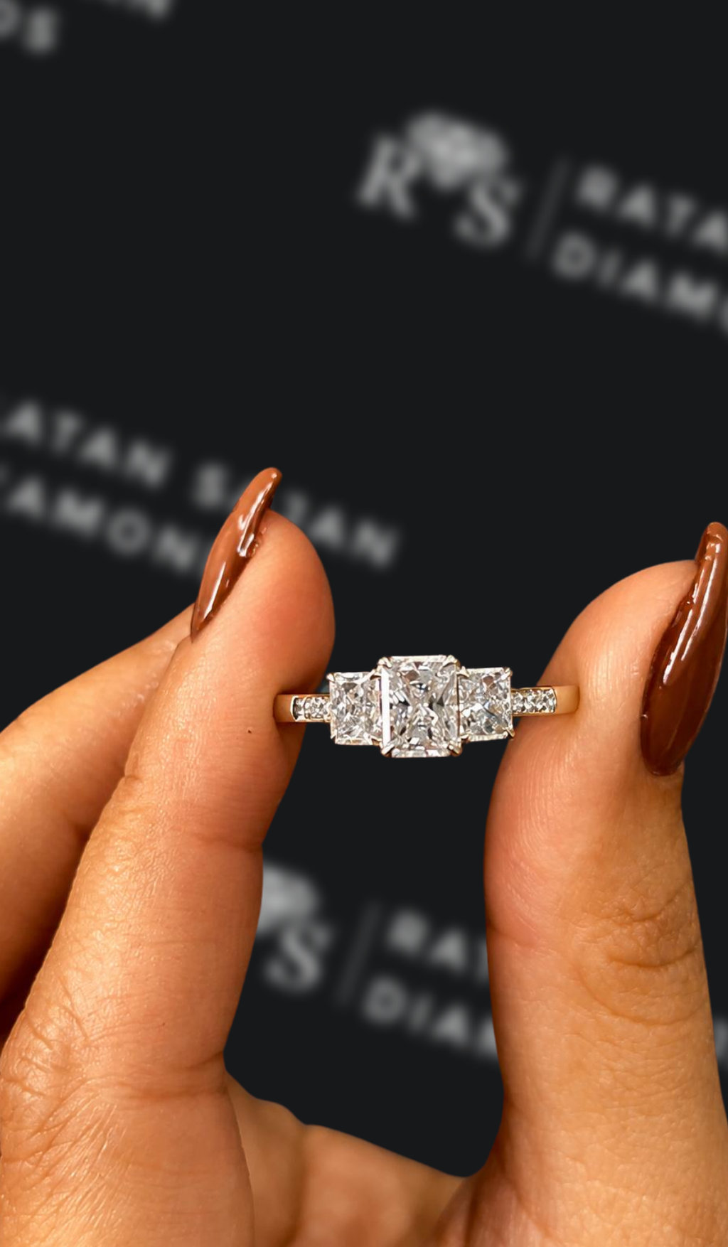 0.5 carat radiant cut natural diamond engagement ring by Ratan Sajan Diamonds Dubai