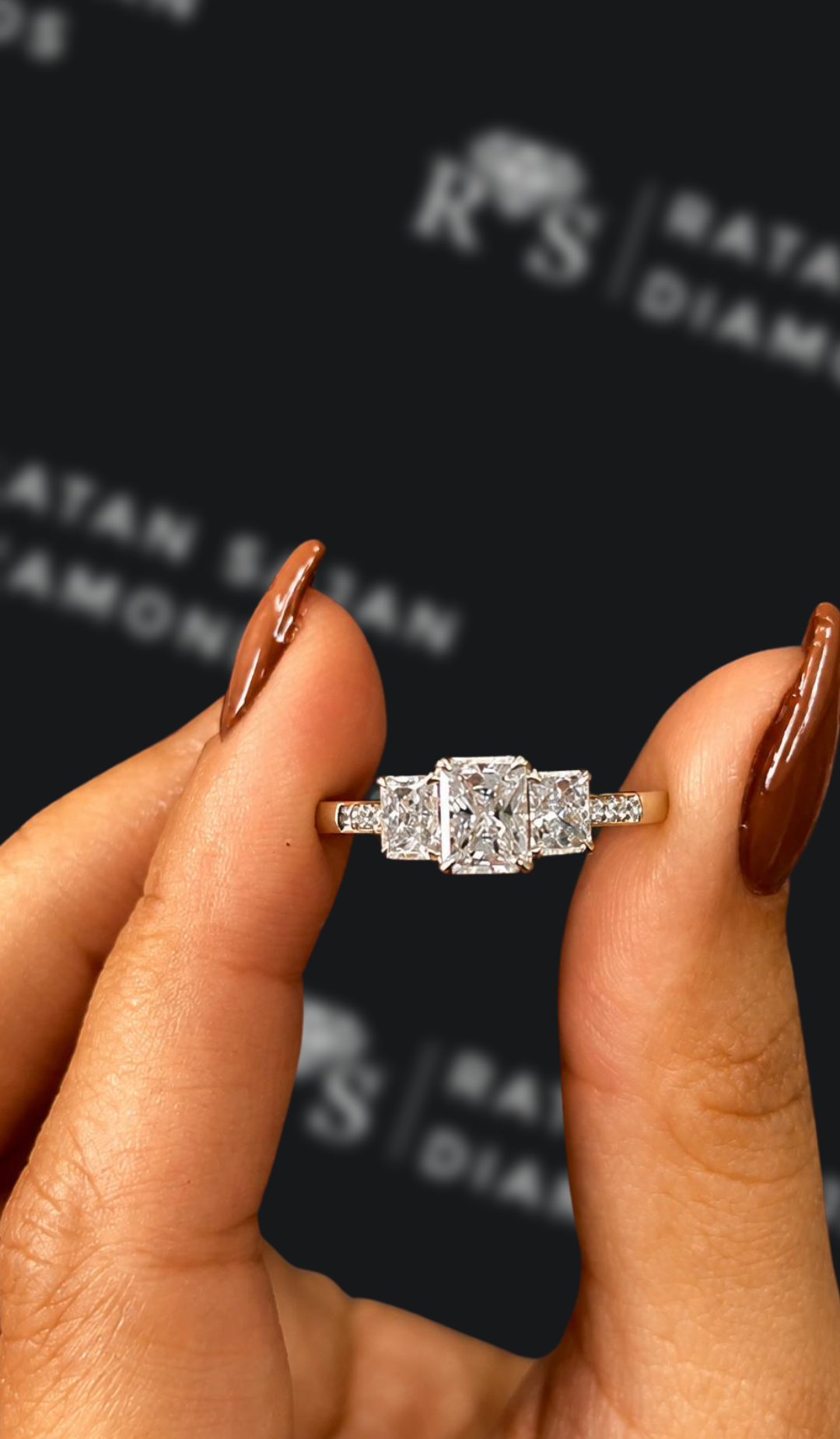 0.5 carat radiant cut natural diamond engagement ring by Ratan Sajan Diamonds Dubai