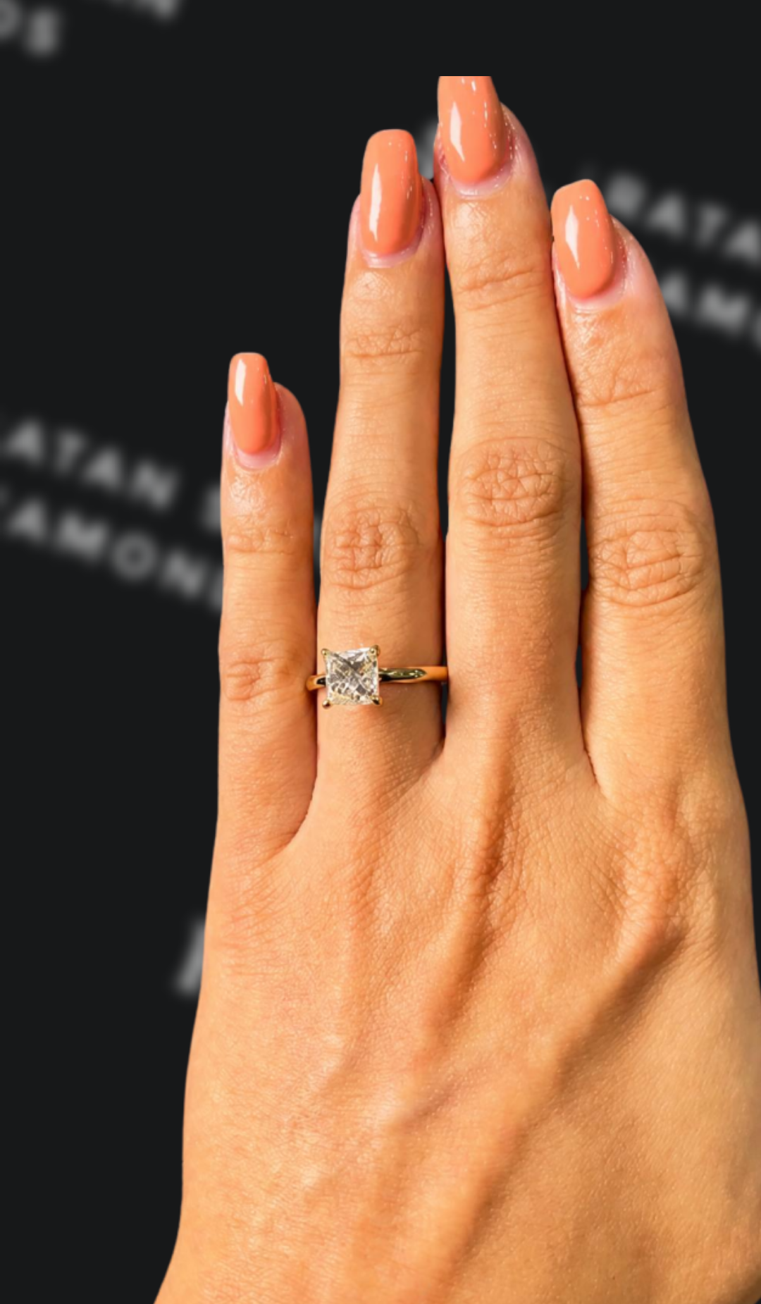 1.5 carat princess cut natural diamond engagement ring by Ratan Sajan Diamonds Dubai
