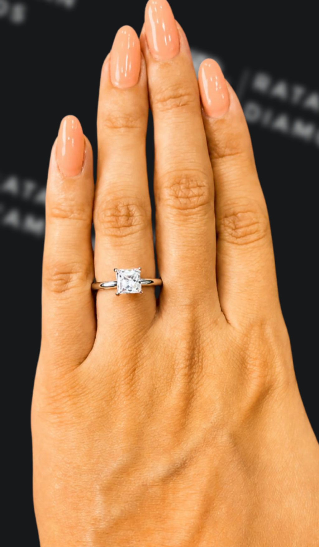 1 carat princess cut natural diamond engagement ring by Ratan Sajan Diamonds Dubai