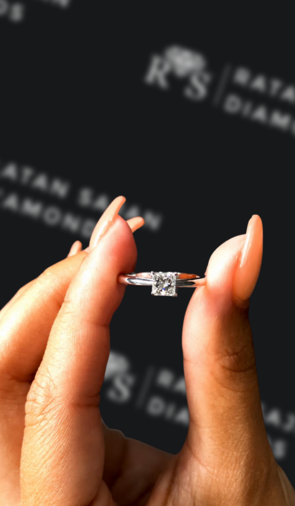 0.5 carat princess cut natural diamond engagement ring by Ratan Sajan Diamonds Dubai