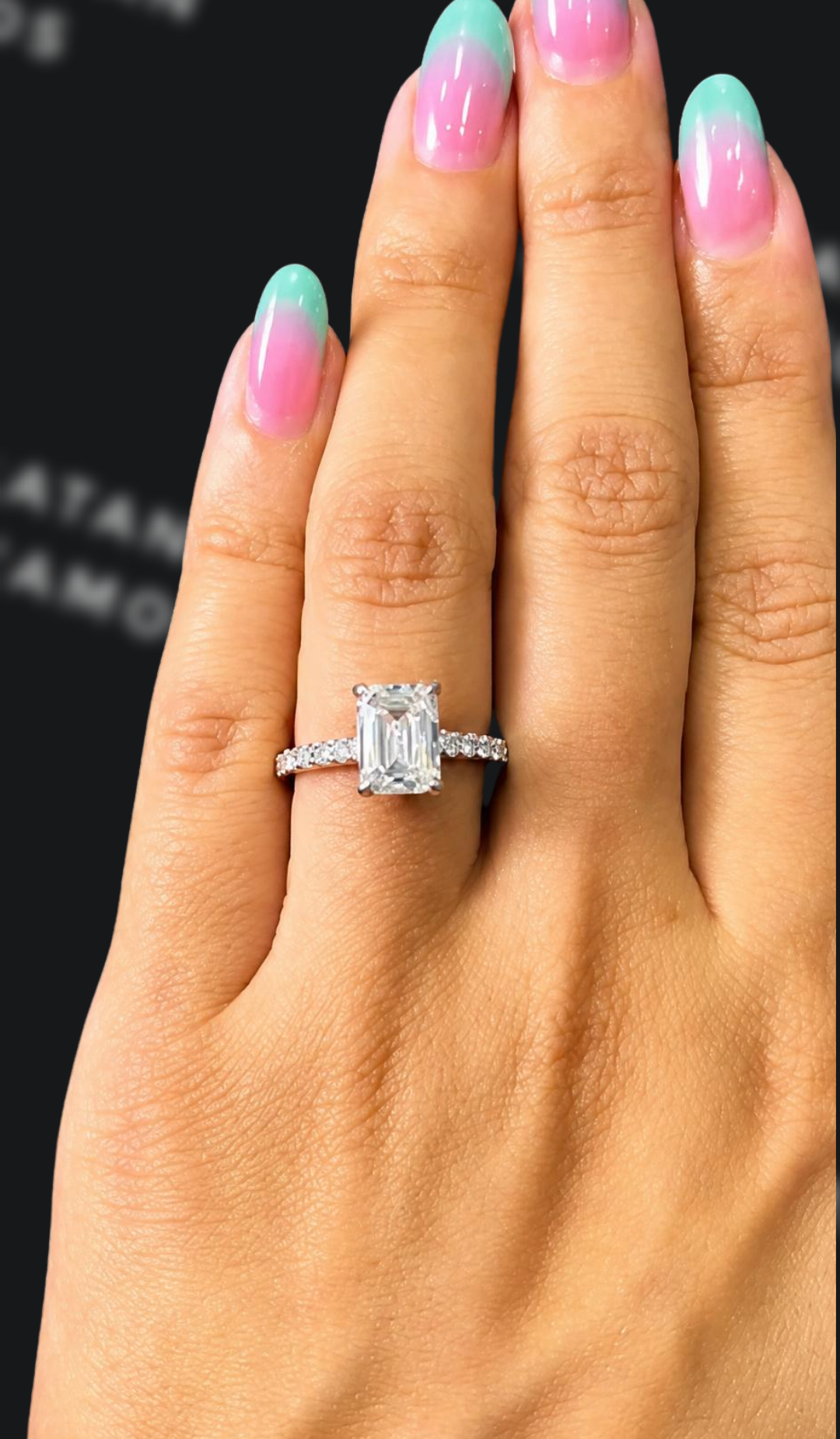 2 carat emerald cut natural diamond engagement ring by Ratan Sajan Diamonds Dubai
