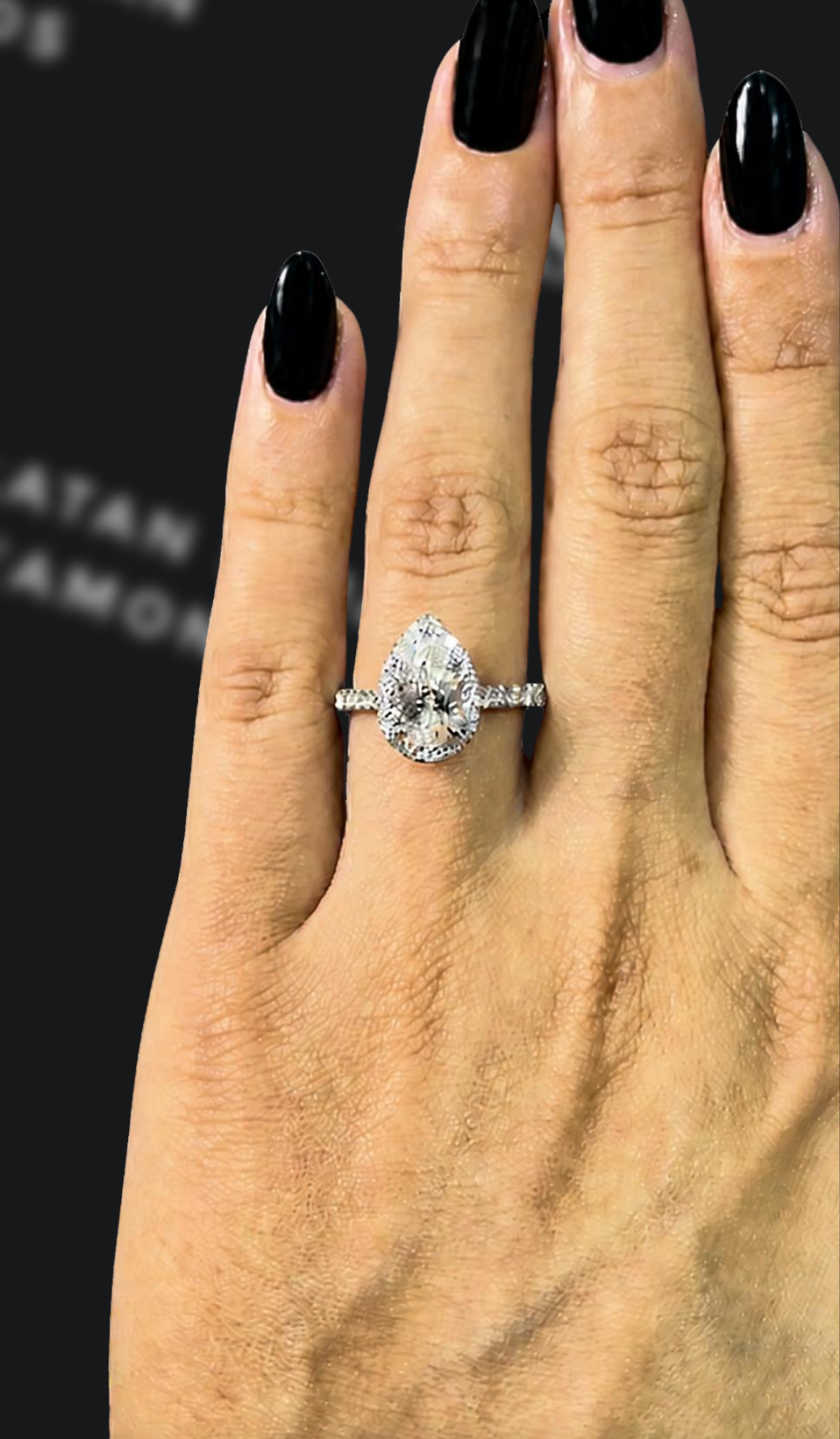1.5 carat pear shaped natural diamond engagement ring by Ratan Sajan Diamonds Dubai