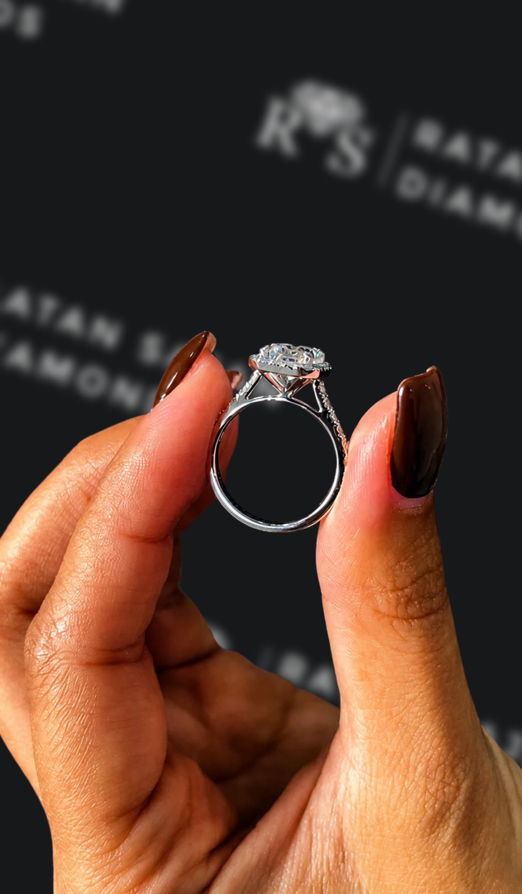 1.5 carat radiant cut natural diamond engagement ring by Ratan Sajan Diamonds Dubai