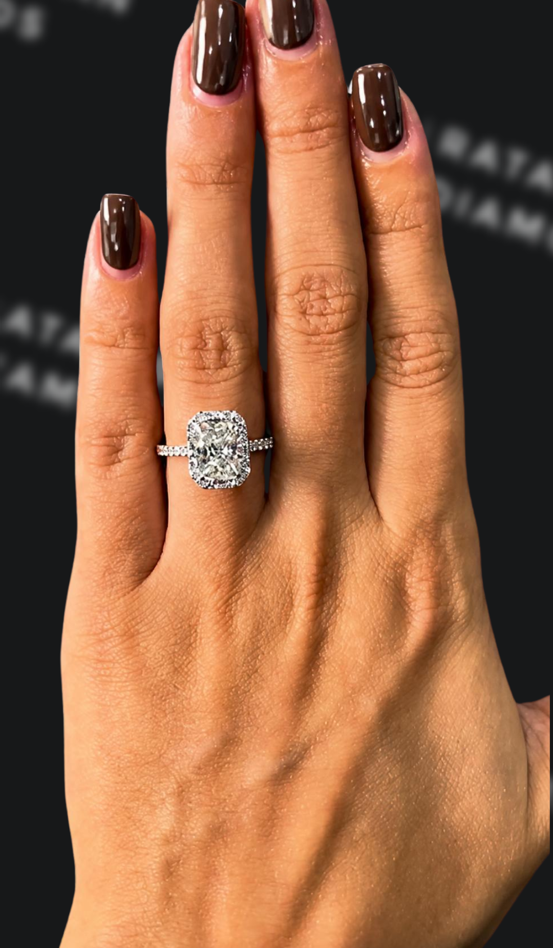 1.5 carat radiant cut natural diamond engagement ring by Ratan Sajan Diamonds Dubai