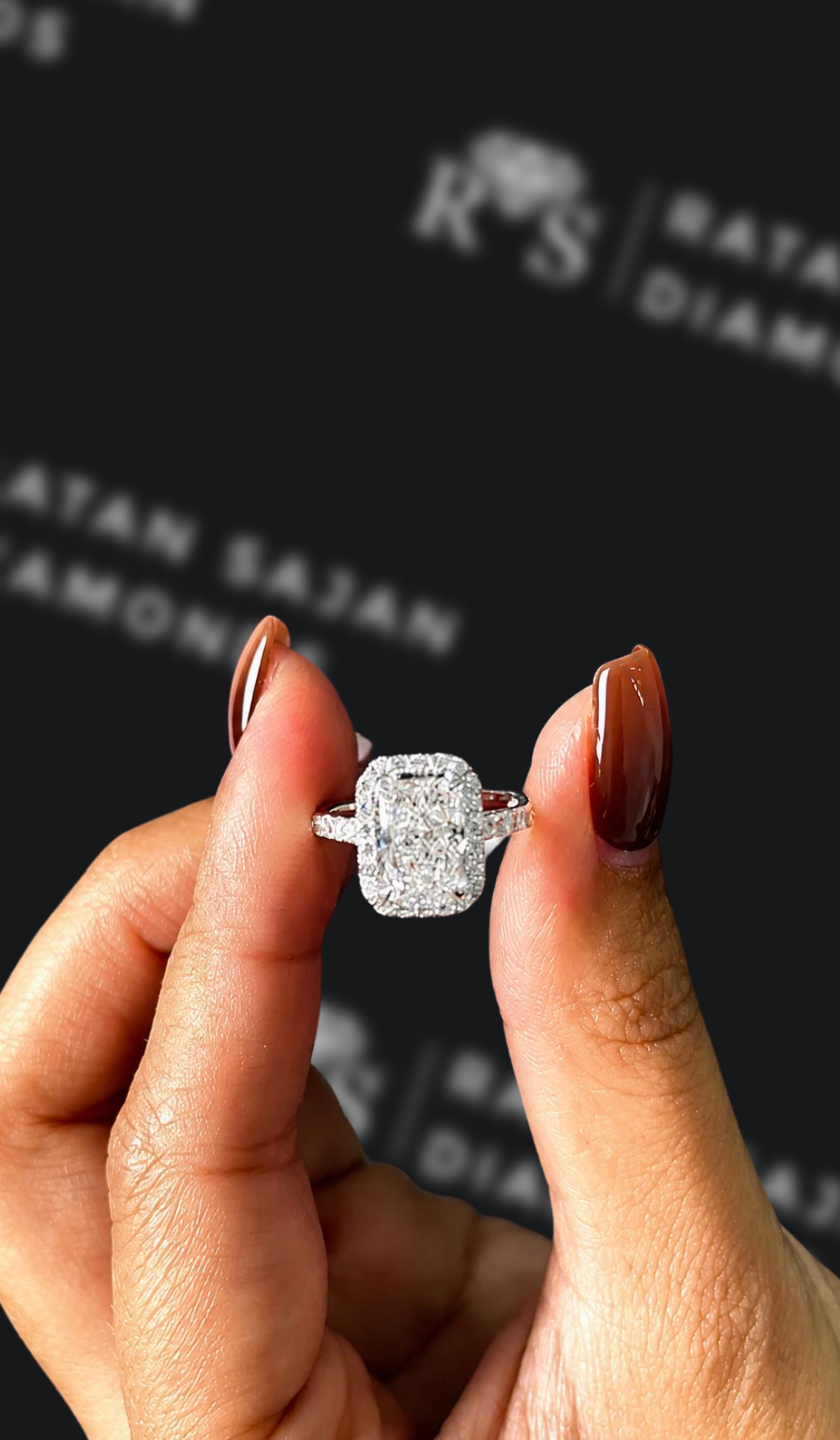 1.5 carat radiant cut natural diamond engagement ring by Ratan Sajan Diamonds Dubai