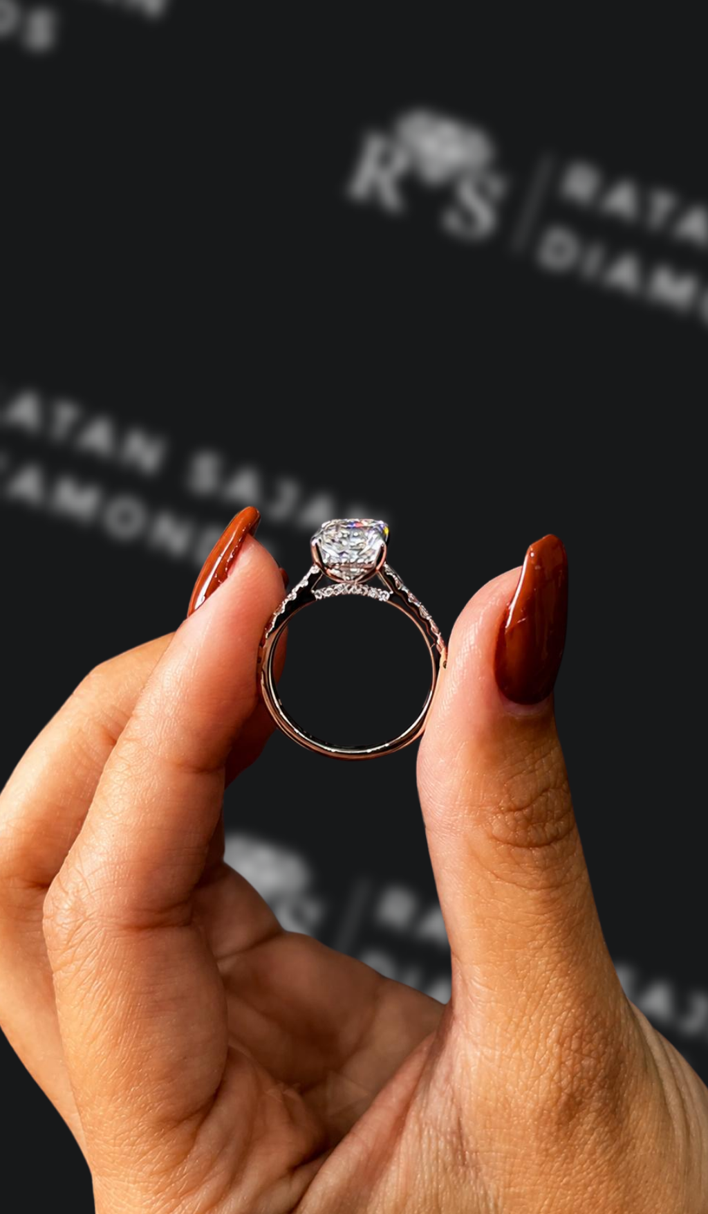 3 carat radiant cut natural diamond engagement ring by Ratan Sajan Diamonds Dubai