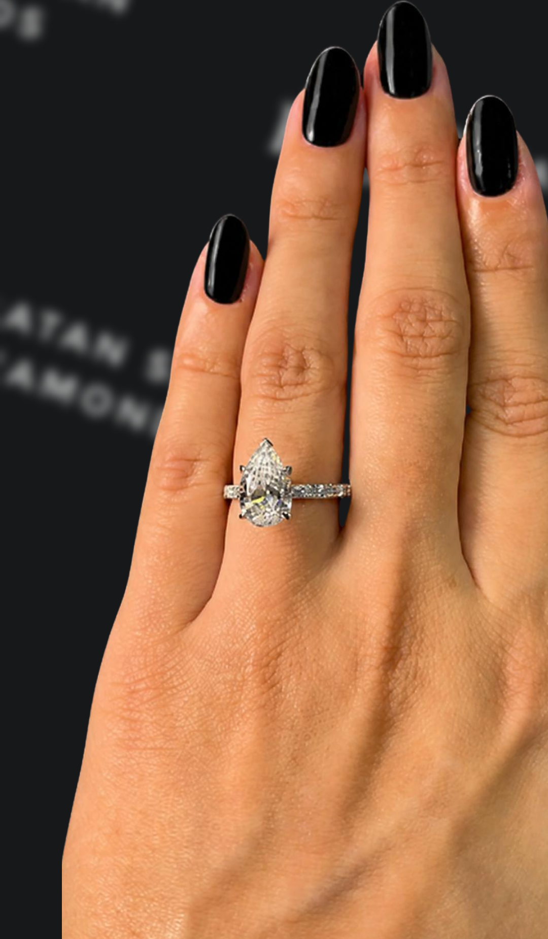 2.5 carat pear shaped natural diamond engagement ring by Ratan Sajan Diamonds Dubai