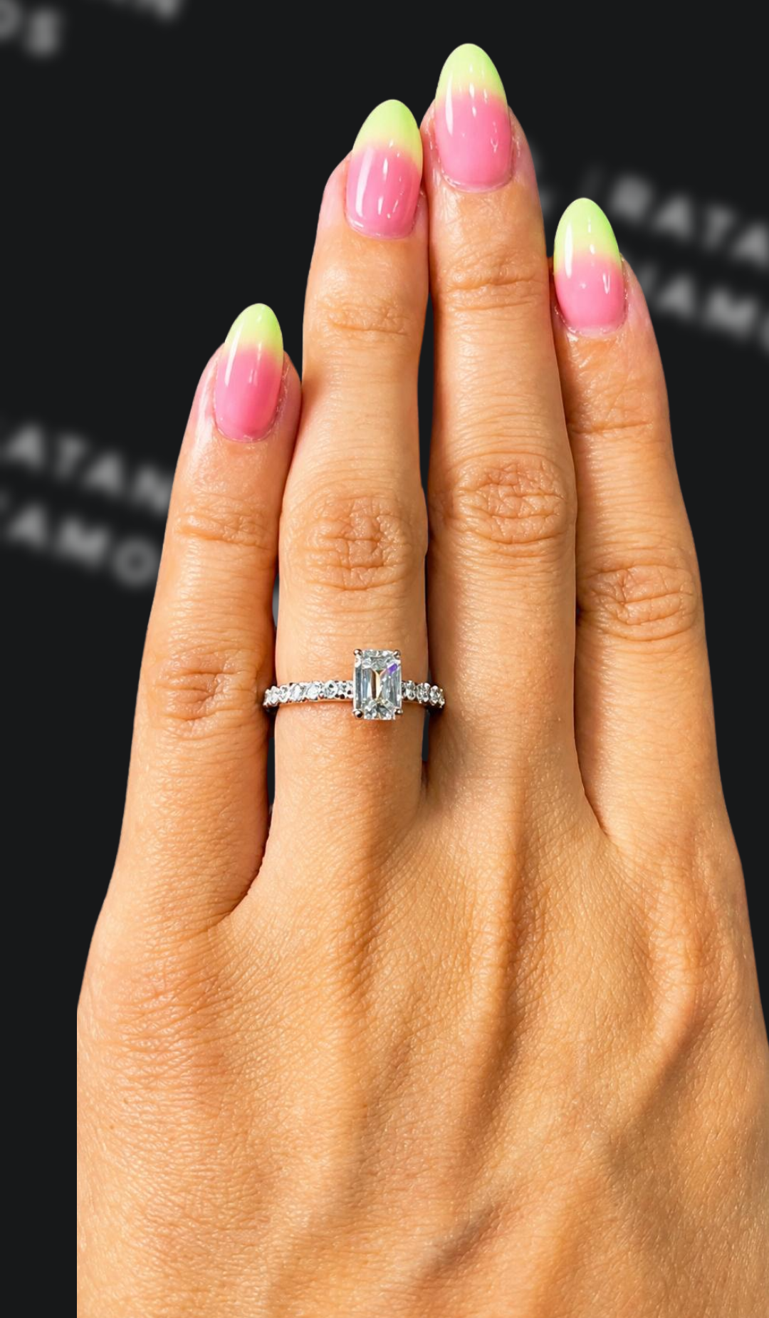 1 carat emerald cut natural diamond engagement ring by Ratan Sajan Diamonds Dubai