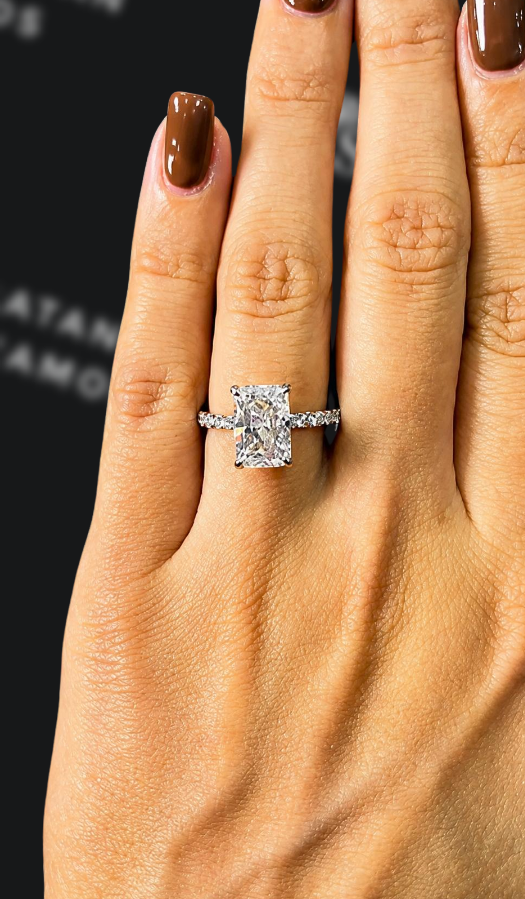 2.5 carat radiant cut natural diamond engagement ring by Ratan Sajan Diamonds Dubai