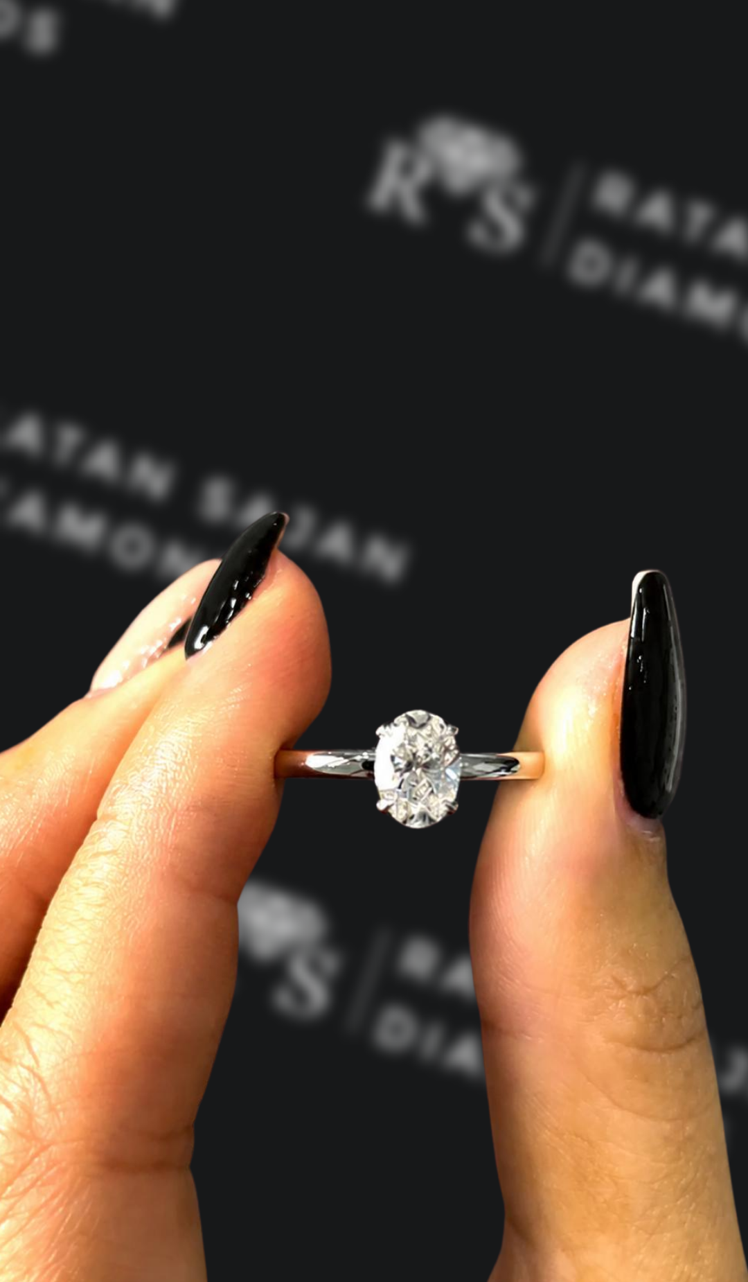 0.5 carat oval natural diamond engagement ring by Ratan Sajan Diamonds Dubai
