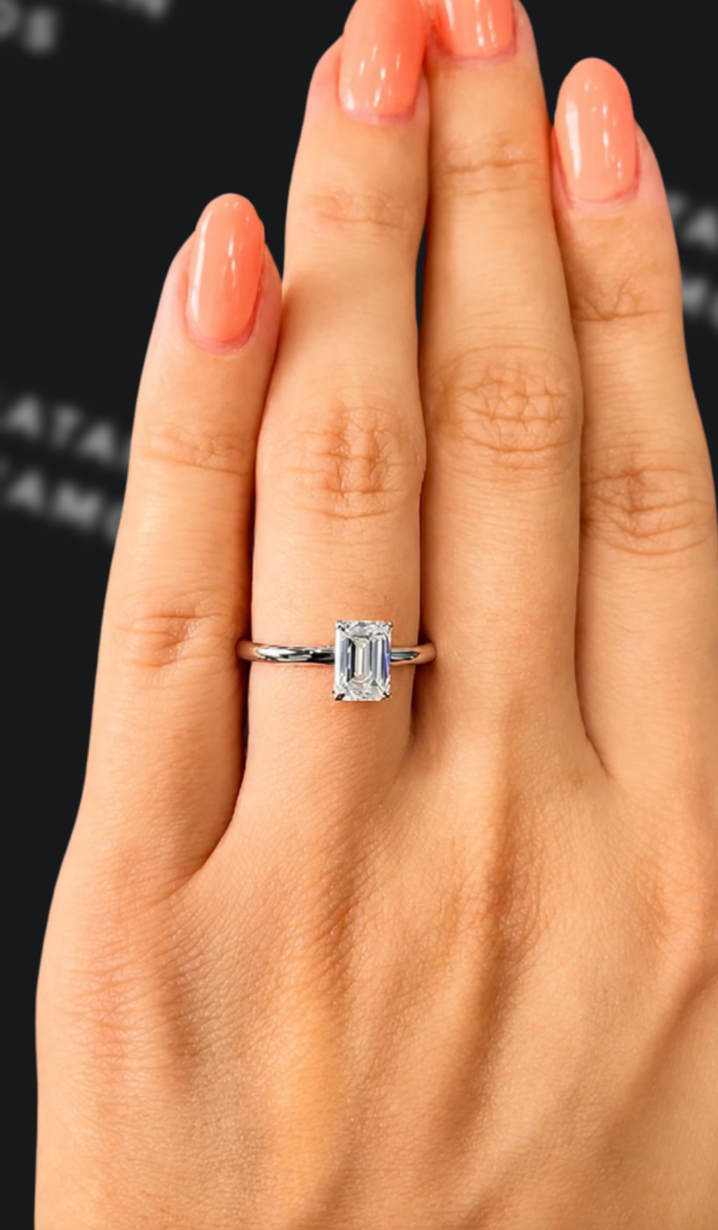 1 carat emerald cut natural diamond engagement ring by Ratan Sajan Diamonds Dubai