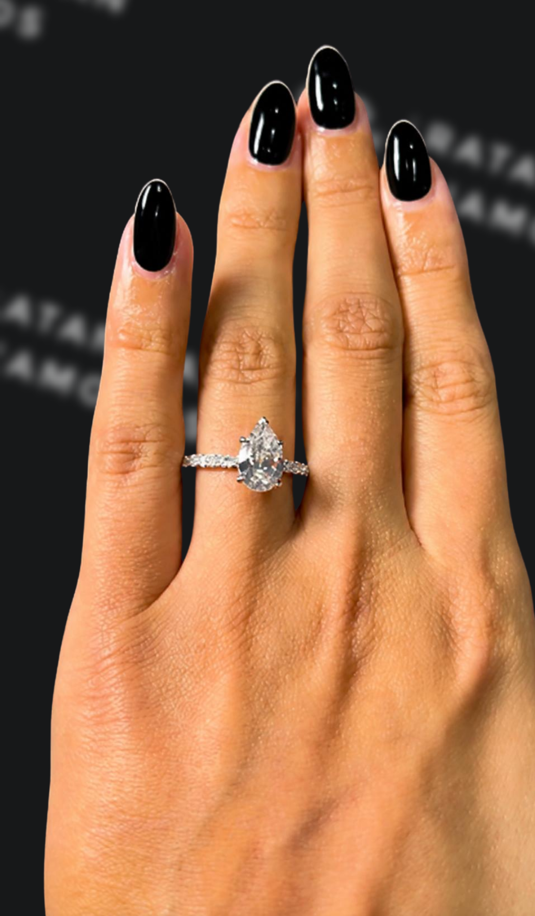 1.5 carat pear shaped natural diamond engagement ring by Ratan Sajan Diamonds Dubai