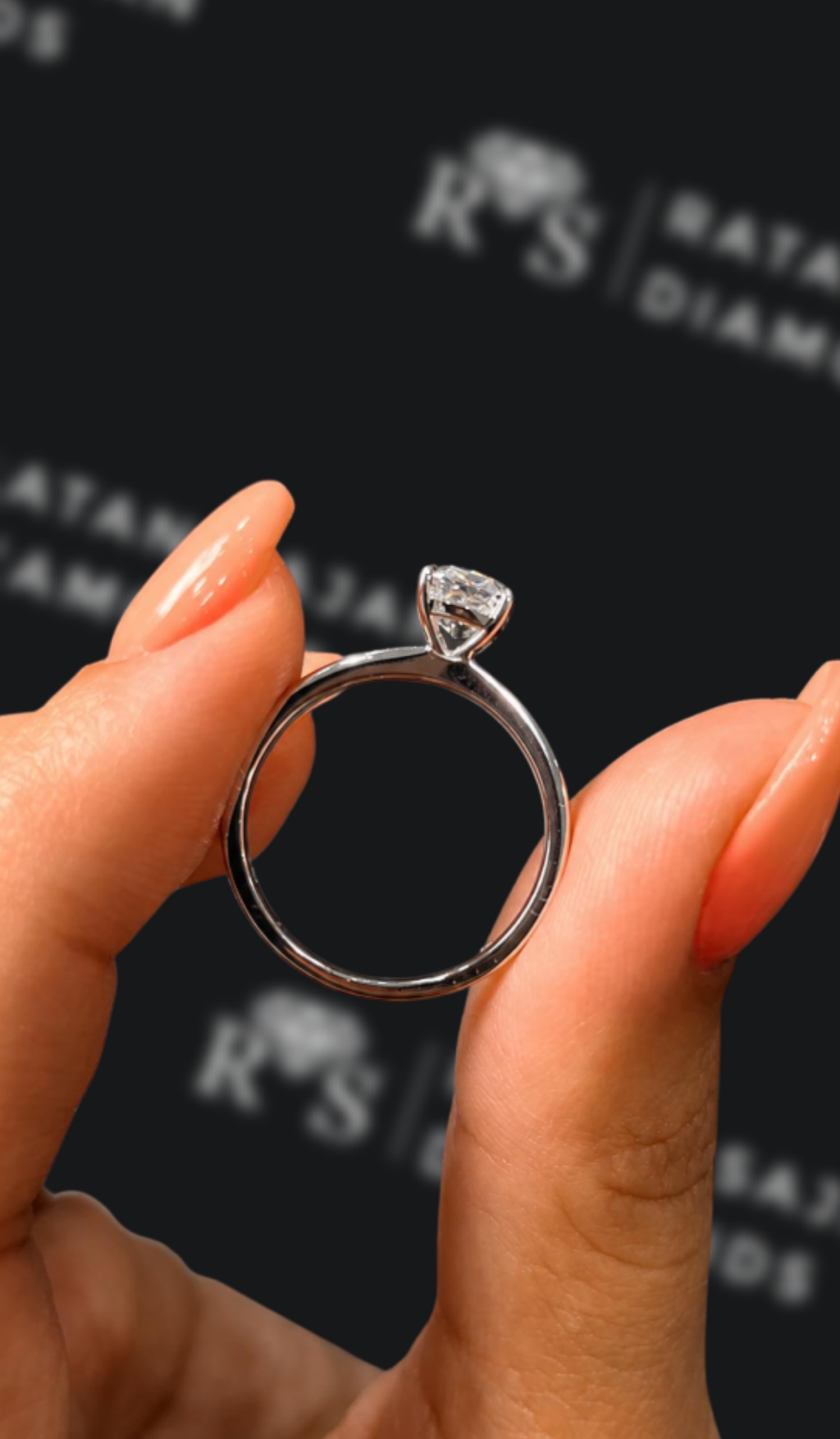 1 carat cushion cut natural diamond engagement ring by Ratan Sajan Diamonds Dubai