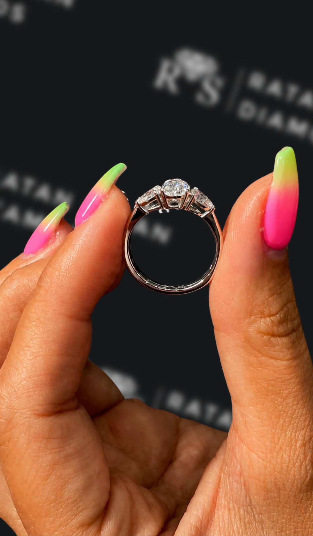 0.5 carat pear shaped natural diamond engagement ring by Ratan Sajan Diamonds Dubai