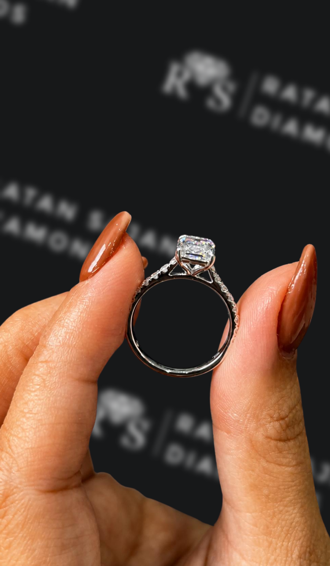 1.5 carat radiant cut natural diamond engagement ring by Ratan Sajan Diamonds Dubai