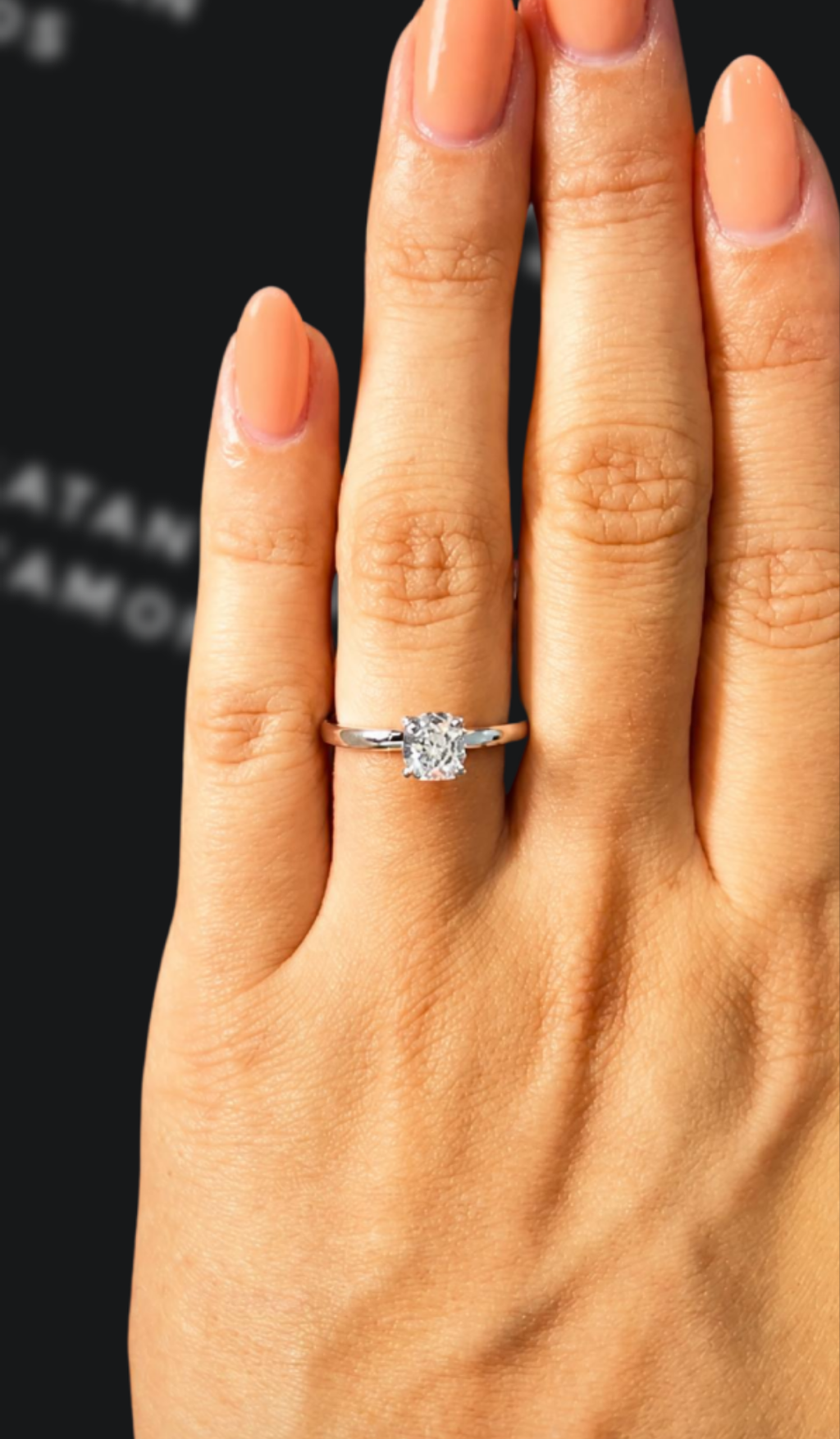 1 carat cushion cut natural diamond engagement ring by Ratan Sajan Diamonds Dubai