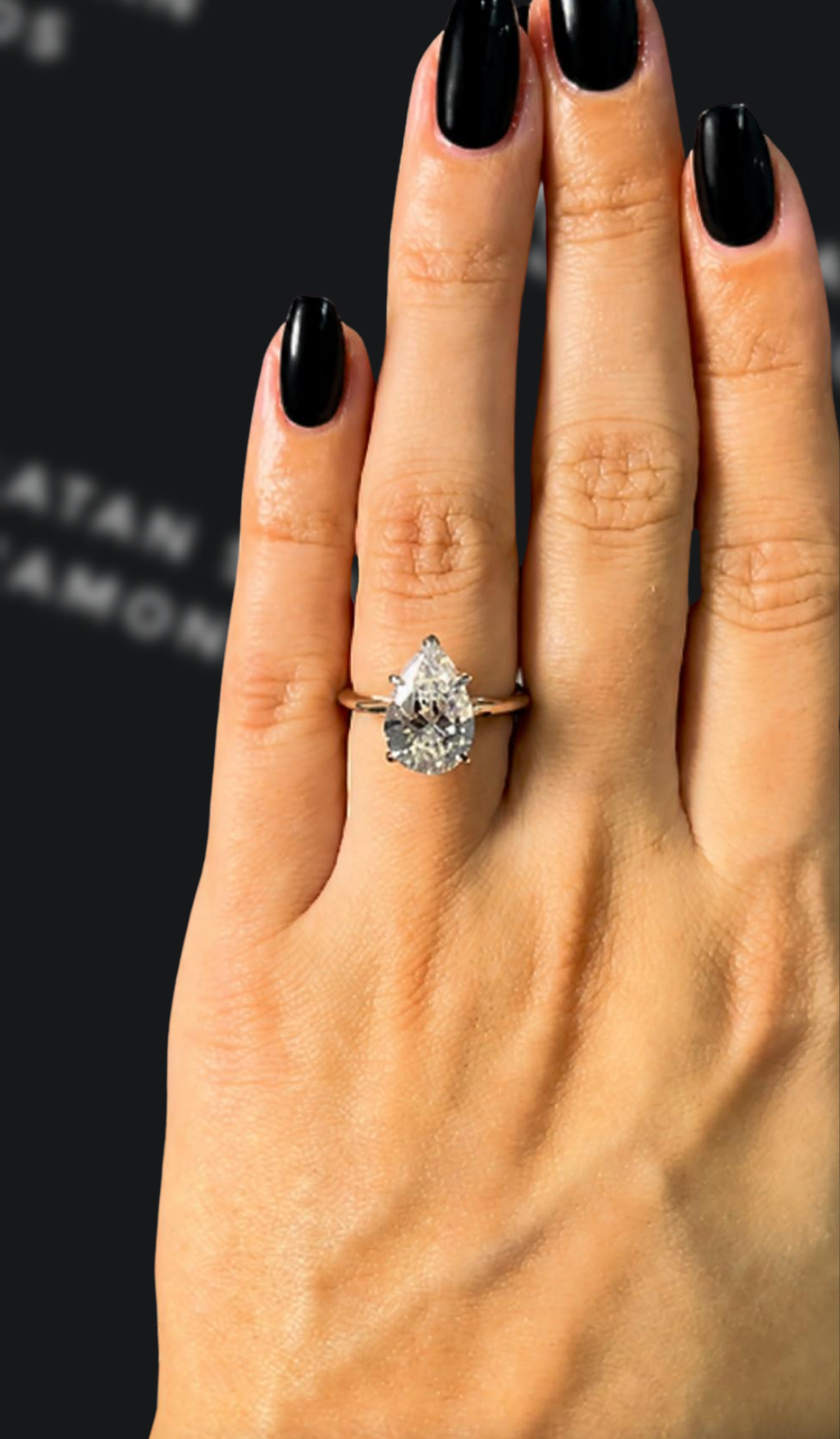 3 carat pear shaped natural diamond engagement ring by Ratan Sajan Diamonds Dubai