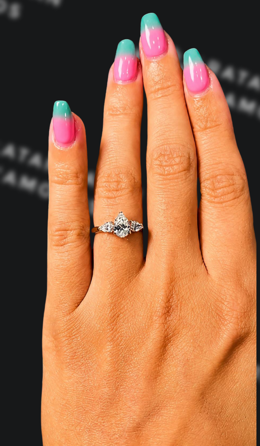 0.5 carat pear shaped natural diamond engagement ring by Ratan Sajan Diamonds Dubai