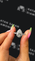 1.5 carat pear shaped natural diamond engagement ring by Ratan Sajan Diamonds Dubai