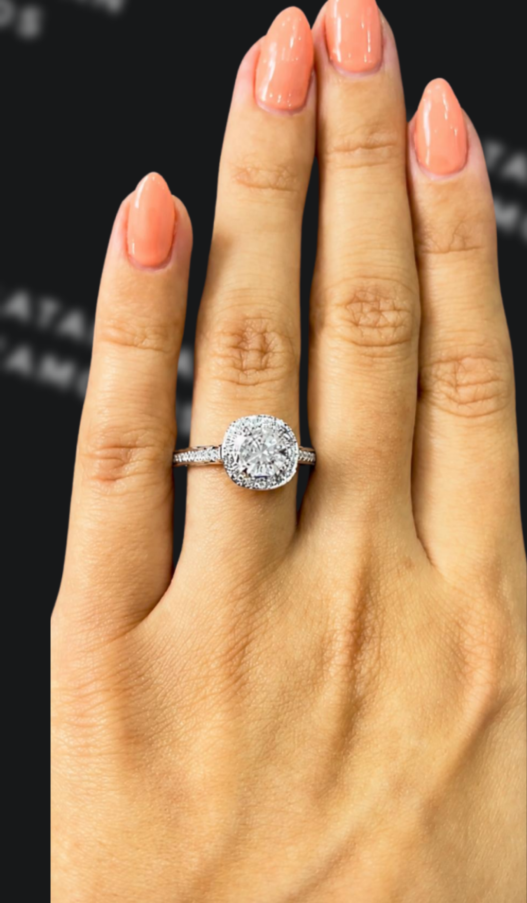 1.5 carat cushion cut natural diamond engagement ring by Ratan Sajan Diamonds Dubai